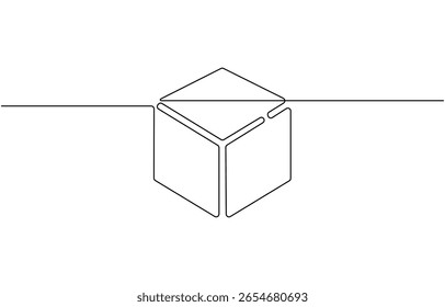 3D cube perfect shapes. Only black and white for preschool kid coloring, comparison, drawing, One Continuous Line Drawing of Delivery Icon.