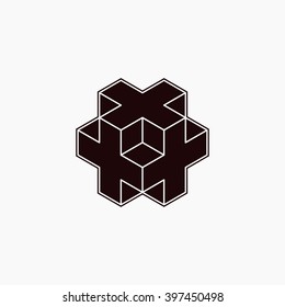 3d Cube Plus Logo Design, Cross, Vector Illustration