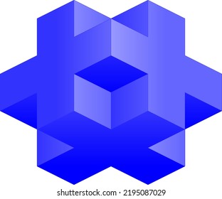 3d Cube Plus Logo Symbol Icon Design. Cube Cross Logo Illustration. Letter X Cube With Shiny Blue Color Gradient 