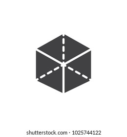 3D Cube with projection vector icon. filled flat sign for mobile concept and web design. Box simple solid icon. Symbol, logo illustration. Pixel perfect vector graphics