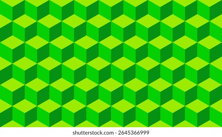 3d cubo sem costura padrão isométrico fundo textura geométrica. Quadrados de fundo do cubo 3D verde.