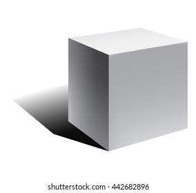 3D Cube. Cube with shadow. Vector illustration.