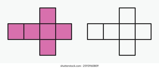 3D cube shape nets exercise in mathematics.