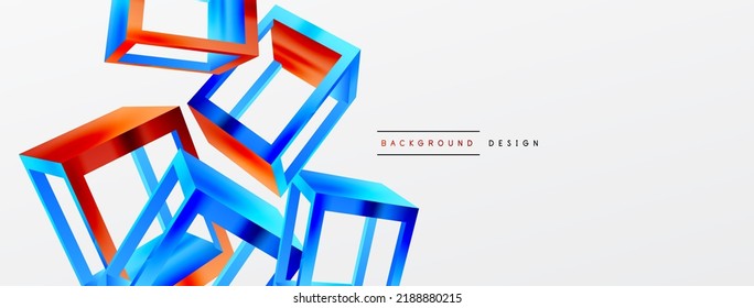 3D cube shapes vector geometric background. Trendy techno business template for wallpaper, banner, background or landing