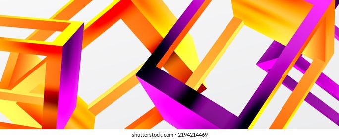 3D cube shapes vector geometric background. Trendy techno business template for wallpaper, banner, background or landing