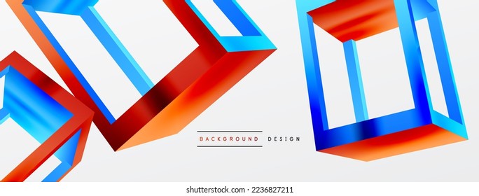 3D cube shapes vector geometric background. Trendy techno business template for wallpaper, banner, background or landing