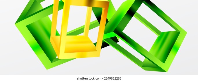 3D cube shapes vector geometric background. Trendy techno business template for wallpaper, banner, background or landing