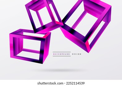 3D cube shapes vector geometric background. Trendy techno business template for wallpaper, banner, background or landing