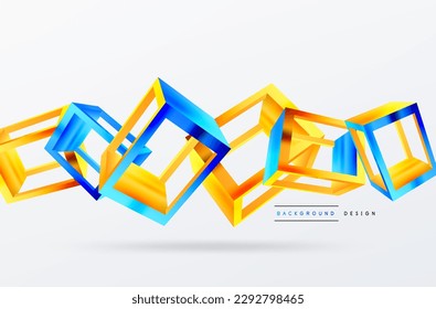 3D cube shapes vector geometric background. Trendy techno business template for wallpaper, banner, background or landing