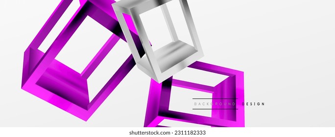 3D cube shapes vector geometric background. Trendy techno business template for wallpaper, banner, background or landing