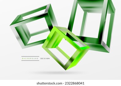 3D cube shapes vector geometric background. Trendy techno business template for wallpaper, banner, background or landing
