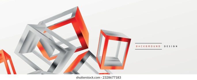 3D cube shapes vector geometric background. Trendy techno business template for wallpaper, banner, background or landing
