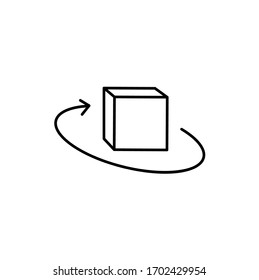 3d cube simple thin line icon vector illustration