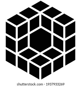 3D cube, square icon, symbol and logo (series)