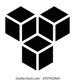 3D cube, square icon, symbol and logo (series)