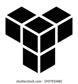 3D cube, square icon, symbol and logo (series)