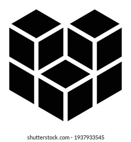 3D cube, square icon, symbol and logo (series)