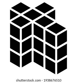 3D cube, square icon, symbol and logo (series)