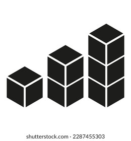 3D cube, square icon, symbol and logo. Vector illustration.