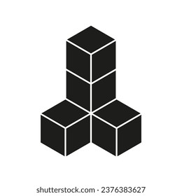 3D cube, square icon. Vector illustration. EPS 10.