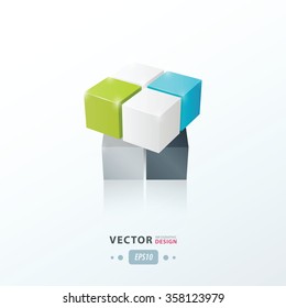 3D Cube Toy Game   green blue gray color