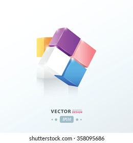 3D Cube twist   pink, blue, orange, Purple color