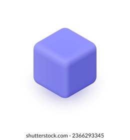 3D cube. 3d vector icon. Cartoon minimal style.