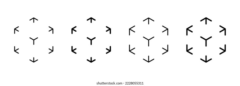 3D Cube Vektorsymbol-Set. Intermittent Line Würfel Symbol. Augmented Reality Logo für Website-Design und mobile Apps