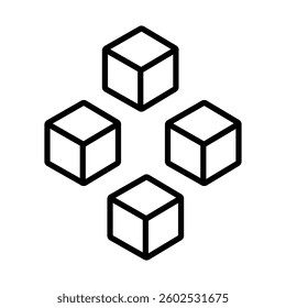 3D Cube Vector Line Icon Design