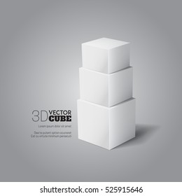 3d cube.  White box. Vector for your graphic design.