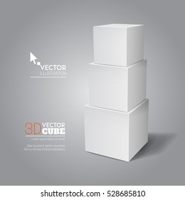 3d cube.  White box. Vector for your graphic design.