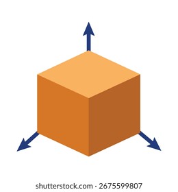 3d cube with xyz axis arrows demonstrating spatial dimensions and coordinates