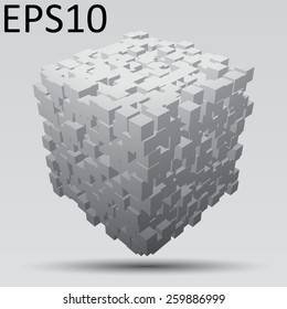3d cube.builded with cubes.