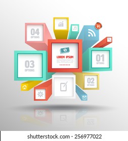 3D cubes background - design template. Vector illustration. Vector abstract squares and cubes background illustration / infographic template with place for your content