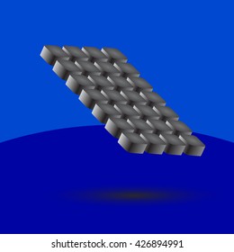 3d cubes. Black cubes. Vector illustration on a blue background