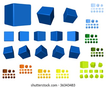 3d cubes color variations