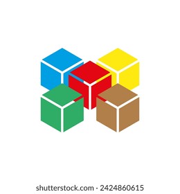 3D Cubes. Colorful Geometric. Abstract Structure.. Vector illustration. EPS 10.