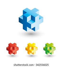 3D cubes in different colors