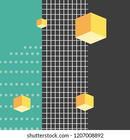 3d cubes dots and grid style memphis background