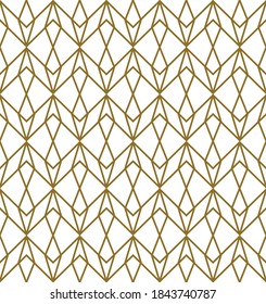 3d cubes effect with crossing lines in a repeating gold outline pattern on a white background, geometric vector illustration