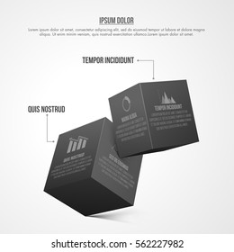 Infográficos de cubos 3D para apresentação e relatórios de negócios.