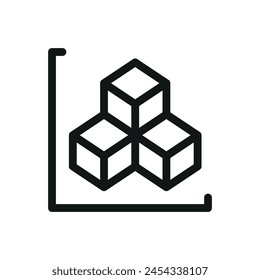 3D cubes isolated icon, 3D modeling vector symbol with editable stroke