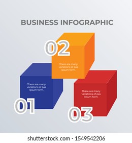 3D cubes number infographic template design. Business concept infograph with 3 options, steps or processes. Vector visualization can be used for workflow layout, diagram, annual report, web