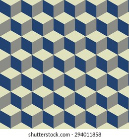 3D Cubes on blue, grey and cream pattern illustration vector