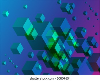 3D Cubes on Colorful Abstract Background Original Illustration