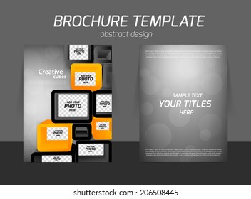 3d cubes in orange and black color for business  template design