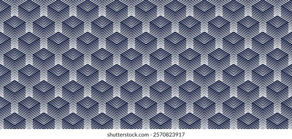3D cubes seamless background, abstract tiling endless pattern with blocks, cubic optic construction wallpaper, surreal op art surface modular abstraction.