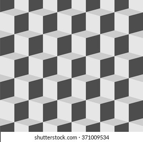 3D cubes spatial seamlessly repeatable monochrome pattern