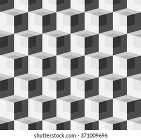 3D cubes spatial seamlessly repeatable monochrome pattern