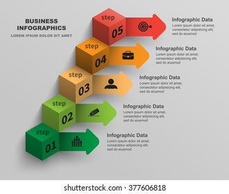 3d cubes steps increase data business infographics template